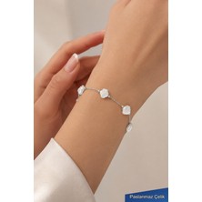 Trend Collection Paslanmaz Çelik Deniz Kabuğu Figürlü Kadın Bileklik Gümüş Renk Zarif Zincir Bileklik