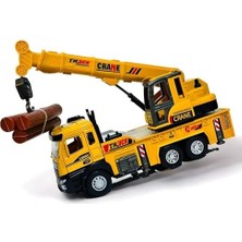 Vuralsin38 Oyuncak Sesli ve Işıklı Metal 1:28 Ölçek Çek Bırak Inşaat Araçları Kapıları Açılabilen Die Cast Model Iş Makinaları (Vinç-1)