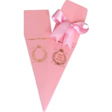 Mila Kurabiyka Mevlüt Külah Lokumluk Şekerlik Kutusu Gold Yaldızlı Kurdeleli Pembe  Bebek Mevlüd Düğün CENAZE(6*15CM)25AD.