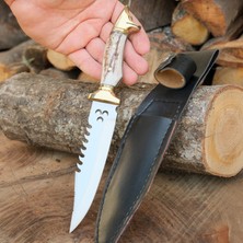 Köse Mehmet Av Bıçağı 28 cm - Geyik Boynuzu Sap - 3 Hilal Desen