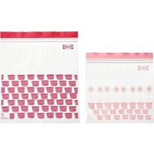 Vuralsin38 Kilitlenebilir Buzdolabı Poşeti, Kırmızı-Pembe, 2,5 Lt ve 1,2 Lt, 50 Adet