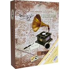 Vuralsin38 Fotoğraf Albümü 10X15CM 200 Fotoğraf Kapasiteli Renkli Gramofon Desenli Anı Albümü