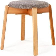 Vuralsin38 Arc Kayın Puf Tabure Yuvarlak Modern Bench Oturak Tekli (Gri)