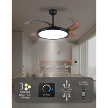 Hoogar German Black Tavan Vantilatörü Dimmer Ayarlı 3 Renk Ledli Gizli Pervaneli Kumandalı Brushless Dc Isınmaz Motor