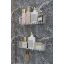 Vuralsin38 Yapışkanlı Banyo Rafı, 2'li Banyo Düzenleyici Organizer Banyo Duş Rafı Şampuanlık, Plstik