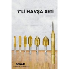 Mey İthalat Mey Ithalat® 7'li Profesyonel Havşa Matkap Ucu Seti - Hss Titanyum Kaplı ve Otomatik Nokta Zımb