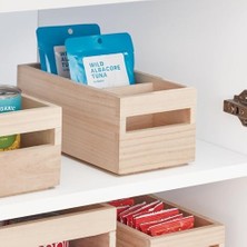 Vuralsin38 Aufbewahrungsbox Mit Griffen Und Fächern, Küchenschrank Organizer Aus Paulownia-Holz Für Regal Oder Vorratsschrank, Vielseitige Kiste Zur Aufbewahrung, Beige