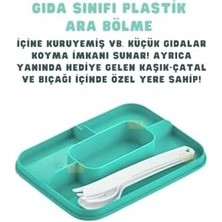 Vuralsin38 Bento 1600ML Lunchbox Tek Katlı 2 Bölmeli Pp Plastik Sefer Tası Yemek Kutusu Turkuaz