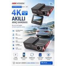 Hikvision 4K Araç İçi Kamera Wi-Fi GPS G-Sensörlü 2160P Premium Dash Cam AE-DC8322-G2PRO