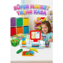 Farbu Oyuncak Yazar Kasa Süpermarketim! Işıklı Sesli Hesap Makinalı Kesilebilir Meyveli Barkod Okuyuculu Oyun Seti
