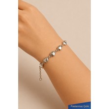 Trend Collection Kadın Paslanmaz Çelik Gümüş Renk Kalp Figürlü Bileklik