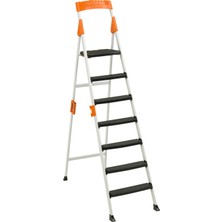Devecioğlu Harbinger 6+1 Basamaklı Klasik Merdiven Gümüş Gri Renkli Ergonomik Yapı ile Dayanıklı Kullanım