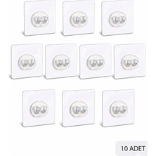Sas Haus 10 Adet 7x7cm Yedek Süper Güçlü Yapışkanlı Askı, 20KG Banyo - Mutfak Raf Tutucu Sticker, Delmesiz