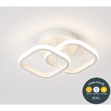 Lzy Avize Çift Kare Plafonyer Avize Beyaz – Modern Tavan Aydınlatma (Salon, Mutfak, Antre & Çocuk Odası)