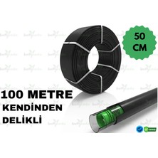 İrritime 100 Metre Kendinden Delikli Damla Sulama Borusu Siyah Renkli Dayanıklı Yapı Özellikleriyle Bahçe Kullanımına Uygun