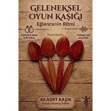 Hanedanev 40 Adet Kutulu Ahşap Görünümlü Plastik Kaşık Oyun Kaşığı Düğün Kına Eğlence Kaşığı