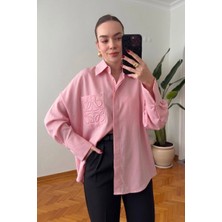 My Lunessa Loe Premium Modal Nakışlı Oversize Gömlek