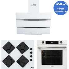 Alveus Afm Serisi Beta Turbolu Cam Dijital  Beyaz  3'lü Ankastre Set ( FM7701 + FM2201 + FM3251W )