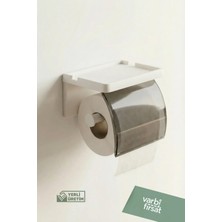 VarBiFırsat Yapışkanlı Kapaklı Tuvalet Kağıdı Askısı Banyo Tuvalet Kağıtlığı Aparatı Peçetelik Organizer Plastik