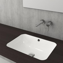 Bocchı Scala 55 cm Parlak Beyaz Tezgah Altı Lavabo Su Taşma Deliği ile Modern Tasarım 1006-001-0125
