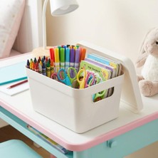 Selka Home Kapaklı Organizer Kutu Ekru Renkli Çok Amaçlı Kullanım İçin