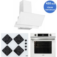 Alveus Afm Serisi Alfa Turbolu Cam Dijital  Beyaz  3'lü Ankastre Set ( FM7701 + FM2201 + FM3301W )