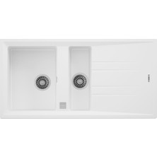 Teka Stone Beyaz Granit Evye 60 B-Tg 1½b 1d Tezgah Tipi İki Bölmeli Damlalıklı Tasarım