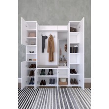 Vestiyer Remaks Ada Beyaz Portmanto Modern Tasarım 178 cm Yükseklik 150 cm Genişlik 33 cm Derinlik