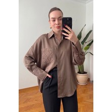 My Lunessa Loe Premium Modal Nakışlı Oversize Gömlek
