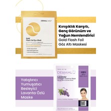 3 Katmanlı Gold Göz Maskesi ve Yatıştırıcı, Pürüzsüzleştirici, Besleyici Lavanta Özlü Kolajen Maske Seti 2 Adet