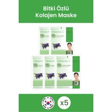 Dermal Yatıştırıcı & Nemlendirici Bitki Özlü Kolajen Maske 23GR. %100 Pamuk 5 Adet