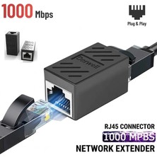 Derwell Gigabit Destekli RJ45 Dişi Dişi CAT5E/CAT6/7 Ethernet Lan Ağı Birleştirici Ara Aparatı Internet Kablosu Uzatıcısı