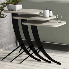 Variant Pion Metal Ayaklı 3 Lü Zigon Sehpa - Krem