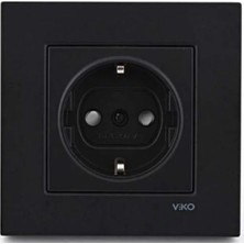 Viko Novella Siyah Çocuk Korumalı Topraklı Elektrik Prizi Çerçeveli Modern Tasarım