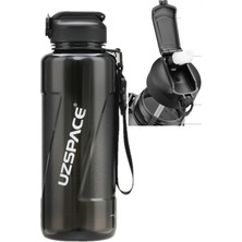 Uzspace Pipetli Mega Boy 1500 ml Siyah Tritan Su Matarası BPA İçermeyen Sağlıklı Tasarım
