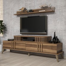 Variant Mobilya Variant Eylül Ceviz Tv Ünitesi Suntalam Malzeme ile 168 cm Dekoratif Tasarım ve 39 cm Derinlik