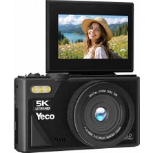 Yeco 5k Dijital Kamera 75MP, 18X Zoom, Flaşlı, Retro Tasarım Vlog Kamera, Mp4 Video