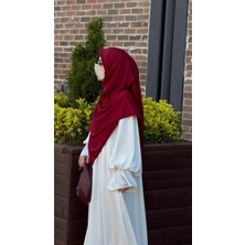 Qalortex Scarf Premium Jakarlı Sare Büyük Boy Eşarp-Bordo