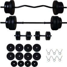 Dambıl 58kg Z Bar ve Düz Barlı Halter Dambıl Seti