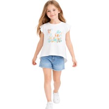 Nk Kids Kız Çocuk T-Shirt Fulya Baskılı Ekru