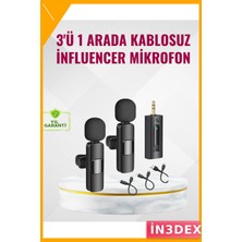 İn3dex Kablosuz Mikrofon 8 Saat Şarj Gürültü Azaltma 360° Kayıt