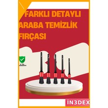 İn3dex Araba Içi Detaylı Temizlik Fırça Seti 5 Parça Jant ve Yüzey