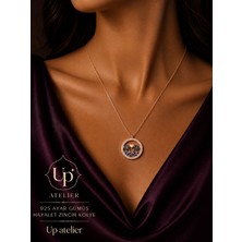 Up Atelier 925 Ayar Gümüş Renkli Zirkon Taşlı Gold Kalpli Model