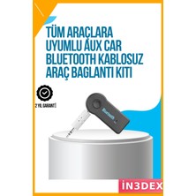 İn3dex Bluetooth Aux Araç Kiti 8 Saat Kullanım Eller Serbest Görüşme