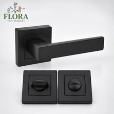 Flora Yapı Lama Rozetli Wc Banyo Kapı Kolu Takımı Mat Siyah