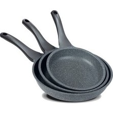 Thermoad 3 Parça Döküm Tava Seti 20-24-28 cm Gri Renkli Granit Malzeme ile Üstün Performans