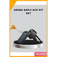 İn3dex Bluetooth Aux Adaptör ve 38W Hızlı Araç Şarj Cihazı Seti