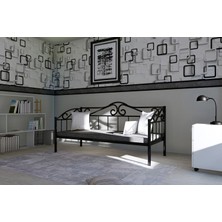 Gözde Mobilya Metalia Siyah Minderli Sedir 180 x 80 cm Modern Tasarım Dayanıklı Yapı ile Konforlu Kullanım