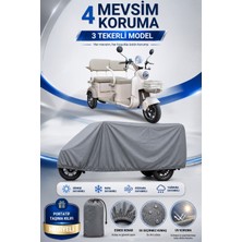 Motobros Motosiklet Brandası Yuki Yk-55 Pony x 3 Tekerlekli Elektrikli Araç Brandası Gri 4 Mevsim Su Geçirmez Uv Korumalı