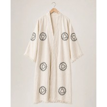 Orbit Müslin Kimono Bornoz, Saçaklı Plaj Elbisesi, Yazlık Sabahlık, Hafif Kurulanma Örtüsü, Spa Hamam Havuz ve Tatil Kullanımı